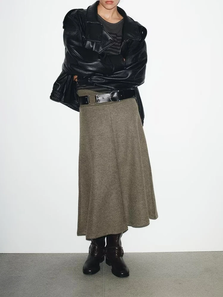 

European style new women's fashion versatile temperament solid color imitation leather long sleeve jacket