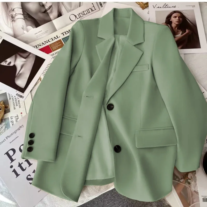 Giacca da abito autunnale per donna 2024 giacca da abito moda coreana Blazer da ufficio con colletto solido su misura Blazer larghi per donna