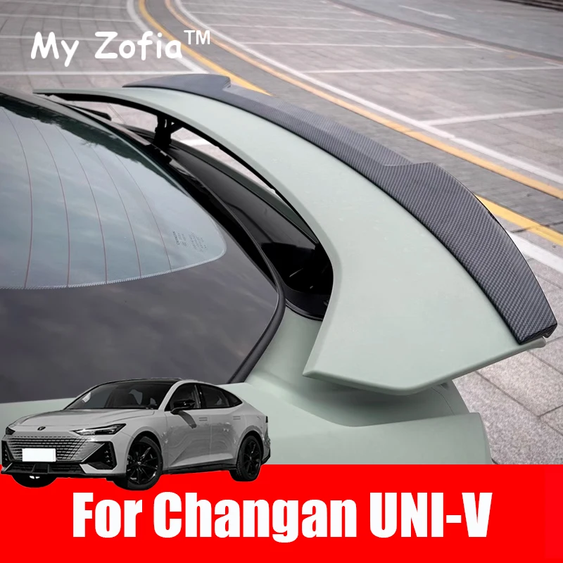 

For Changan UNI-V UNIV 2023 2024 2025 CAR REAR WING TRUNK LIP SPOILER Black Carbon Surface Car Exterior Decorative Accessories