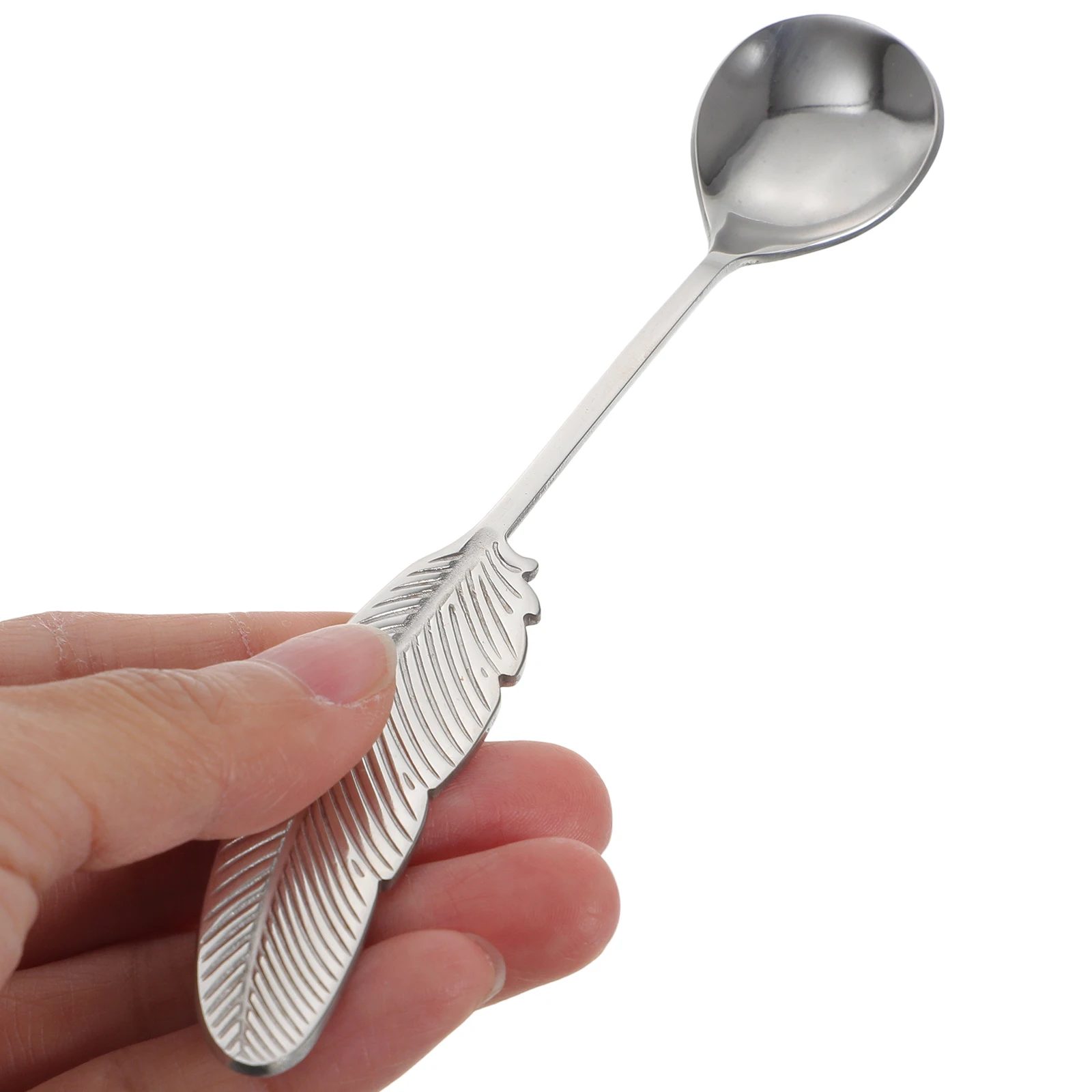 

Shape Dessert Spoon Fork Set Stainless Steel Cake Restaurant Home Fruit Kitchen Ice Cream Plume Mixing