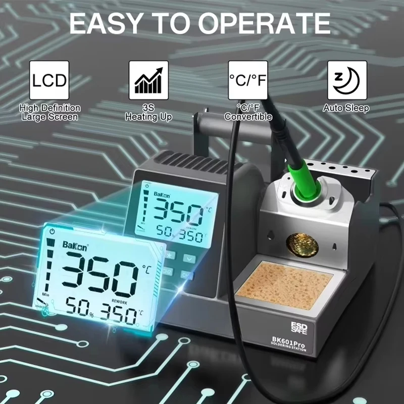 Bakon BK601/602PRO All-in-One Soldering Desoldering Station Auto Sleep Suitable For Soldering Repairs On Motherboard Components