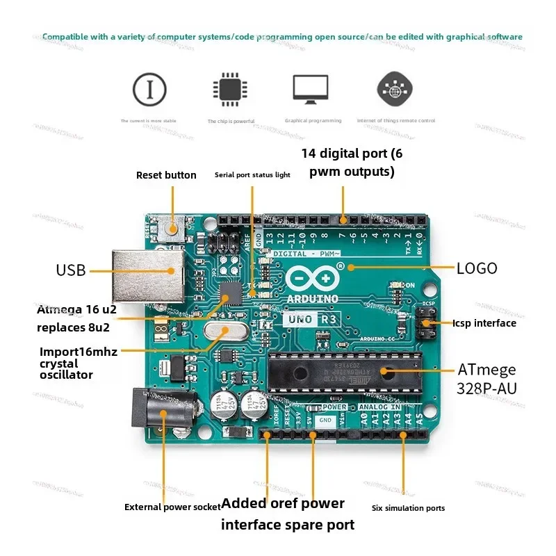 For arduino uno r3 official original Italian English version, development board expansion learning kit