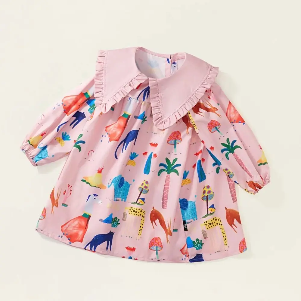 Children Dresses 2024 Baby Girl Autumn Clothing Long Sleeve Scrawl Loose Casual Dress For Kids Costume 2 3 4 5 6 7 8 Years