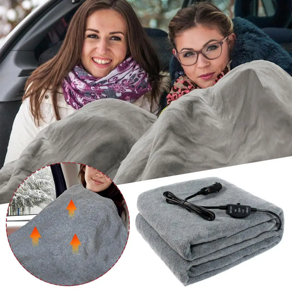 Car Heating Warmth Heated Blanket Gray Polar Fleece Autumn Heating Temperature Constant Winter Pad Cold Protection 145x100C L6O7