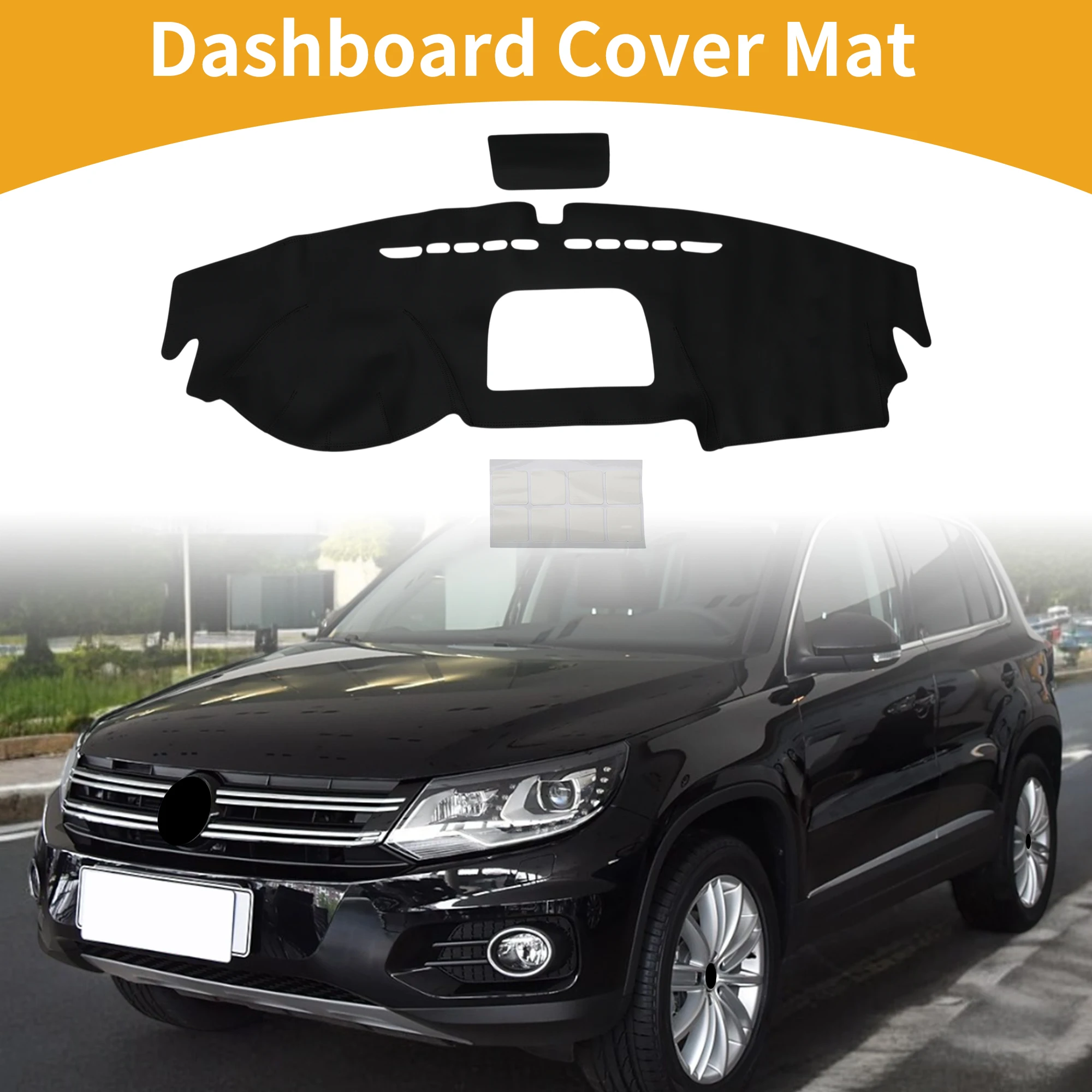 غطاء لوحة القيادة UXCELL لسيارة VW Tiguan 09-17 أسود 1 قطعة وسادة حماية مضادة للغبار والغبار #2