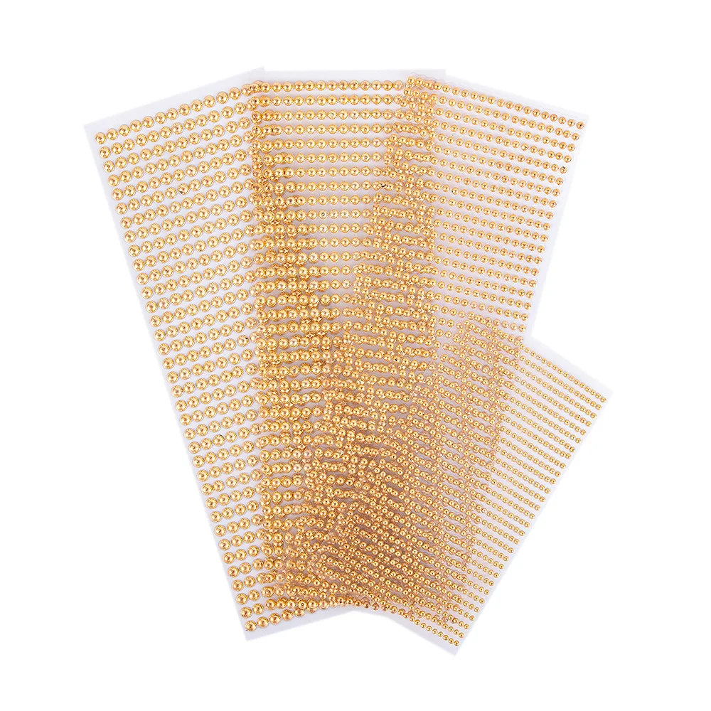 3-6MM Scrapbooking Supplies Golden and Silver Color Half Round Pearls Stickers Self-Adhesive Faux Pearl Embellishment For Crafts