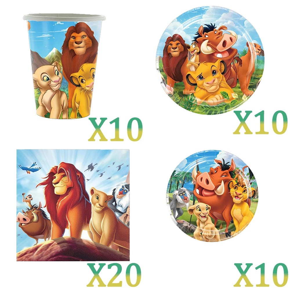 König der Löwen Simba Geburtstagsdekoration Partyzubehör Cartoon-Becher Teller Servietten Tischdecke für Kindergeburtstag Geschenk Babyparty – Detail 2