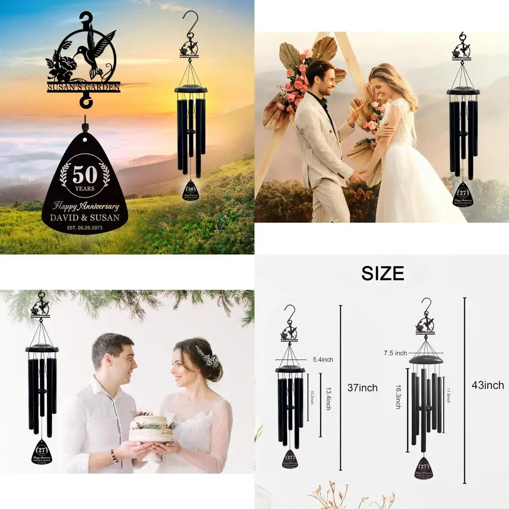 

Customized Hummingbird Wind Chime - Memorial Gift for Mom & Grandma, Anniversary Gifts for Couples