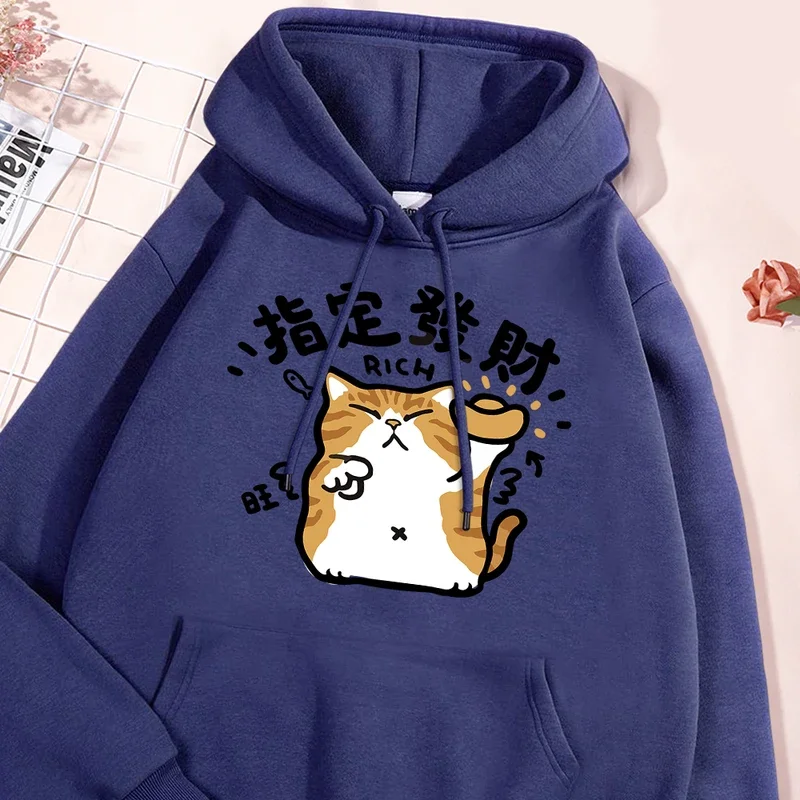 Designed wealth fun cat print clothing Men Women fashion pullover hoodies crewneck Harajuku sweatshirt warm loose couple hoody