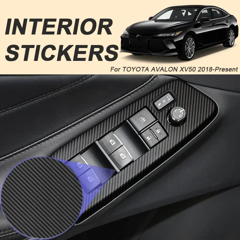 Car Carbon Interior Sticker Auto Lifting Window Panel Decal Gear Inner Door Protective Film For Toyota AVALON XV50 2018-Present