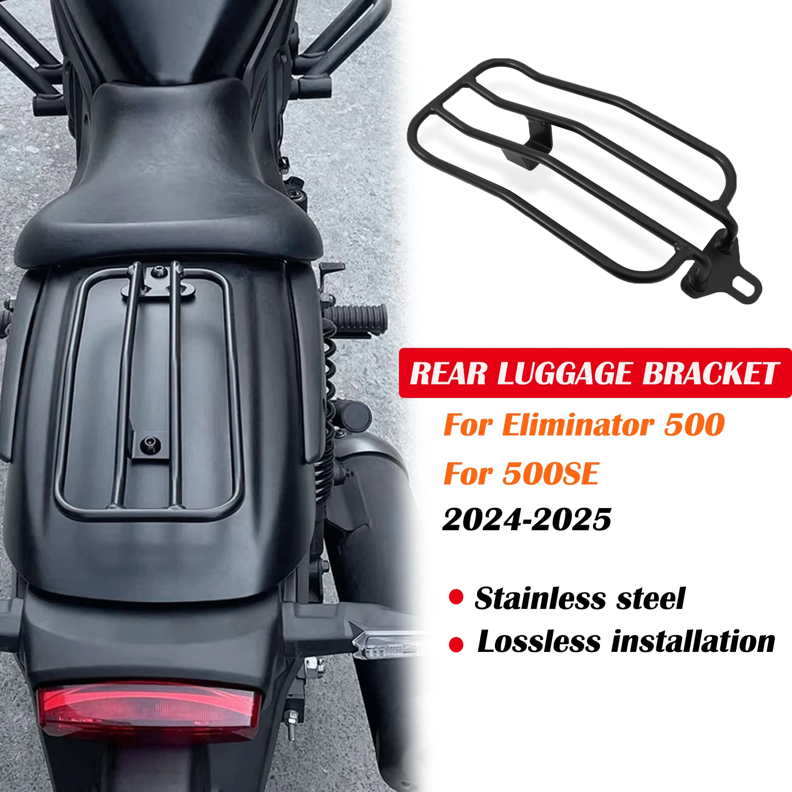 

Motorcycle Accessories Rear Solo Seat Luggage Rack Support Shelf For Kawasaki Eliminator 500 500 SE 2024-2025