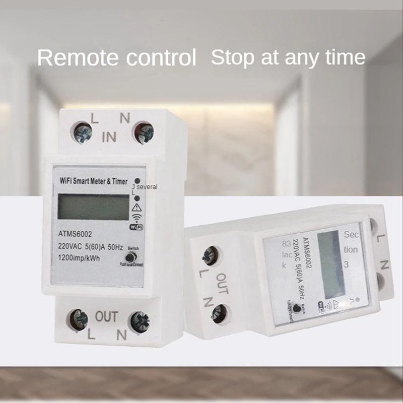 ATMS6002 Single Phase DIN Rail Electric Energy Meter Tuya Smart Wifi Meter WIFI Remote Meter Wifi Metering Switch