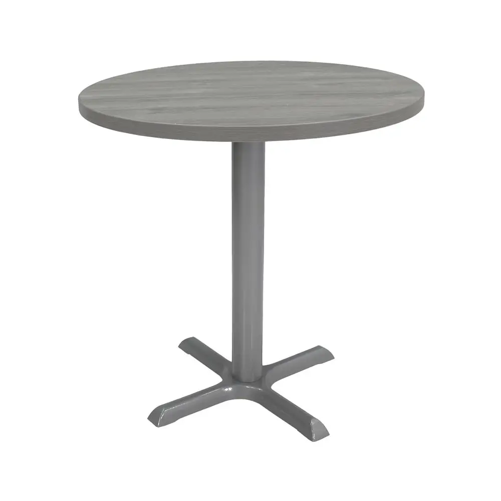 

13370-283 Круглый бистро-стол Caé диаметром 30 дюймов; обеденный, кофейный, коктейльный стол или стол для небольших помещений - светло-серая деревянная столешница/серебристое основание