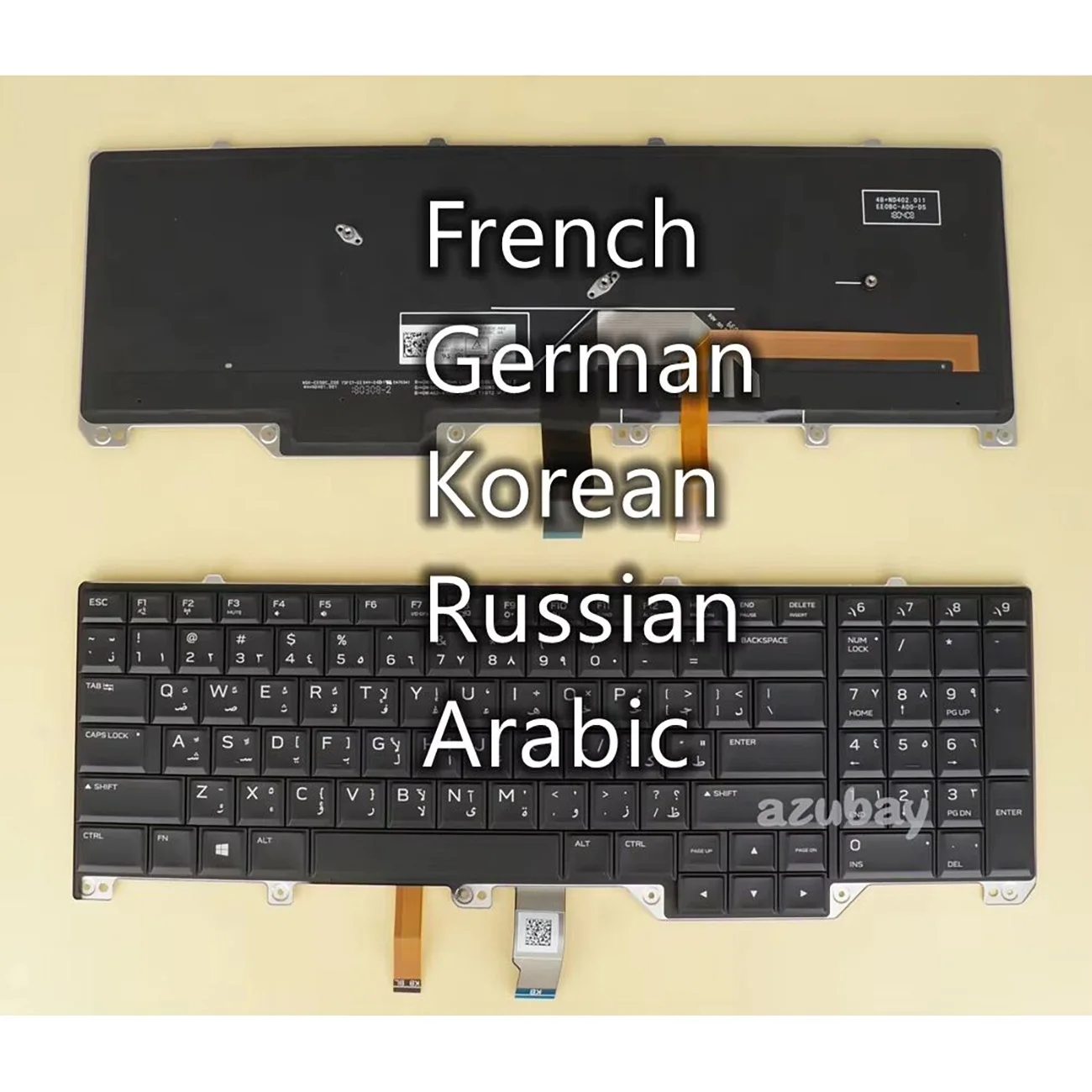 

French AZERTY German QWERTZ Korean Arabic Keyboard for Dell Alienware 17 R4 R5,0YTG3P 0V5NM6 02P27R 0RDPRH 0VK0G0, RGB Backlit