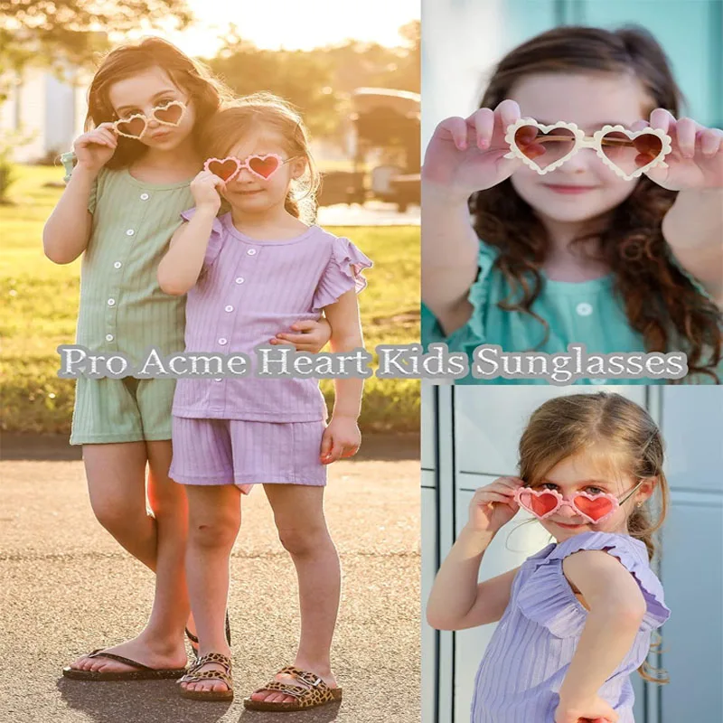 Occhiali da sole occhiali da sole a forma di cuore per bambini protezione UV 400 Cute Fashion Girl Fun Accessory Outdoor Party Beach per bambini 3-10Y