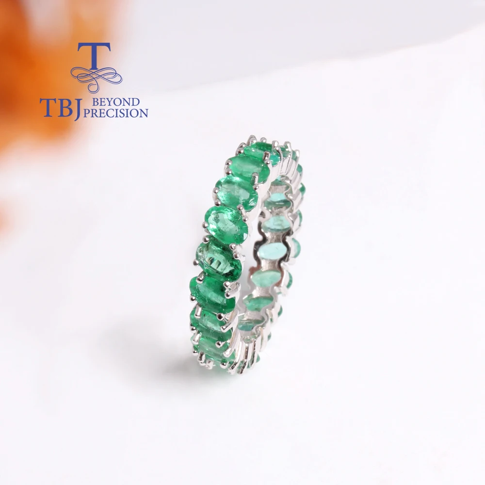 Classic eternity Gemstone Design Natural Green Emerald Ring S925 Silver Light Luxury Noble Real gems jewelry gift for women