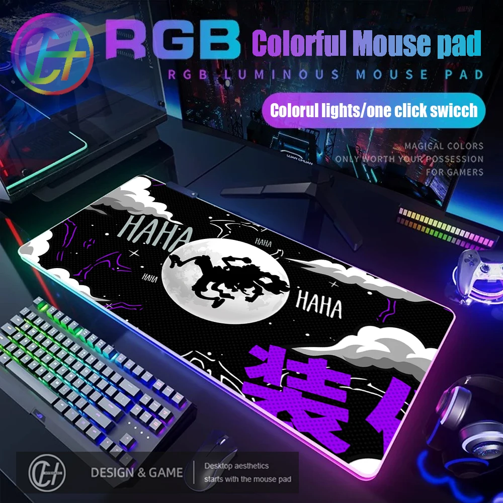 Anime Mouse Pad Luffy Gear5 Vivid Colorful ONE-PIECE Gaming RGB Mousepad XXL Computer Accessories LED Light Soft Large Desk Mat