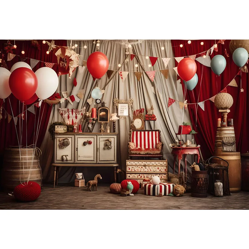 Avezano Circus Carnival Themed Backdrop Photography Background Animal Balloons Child Birthday Party Portrait Decor Photo Studio