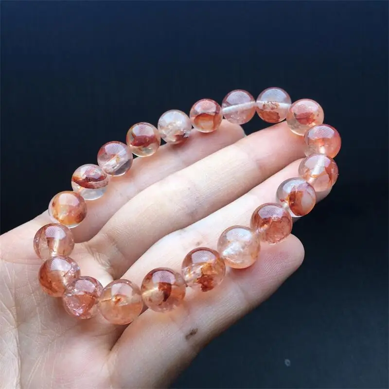 12MM Natural Red Fire Quartz Hematoid Bracelet Colorful Gemstone Bead Strings Fashion Beautifully Jewelry 1PCS