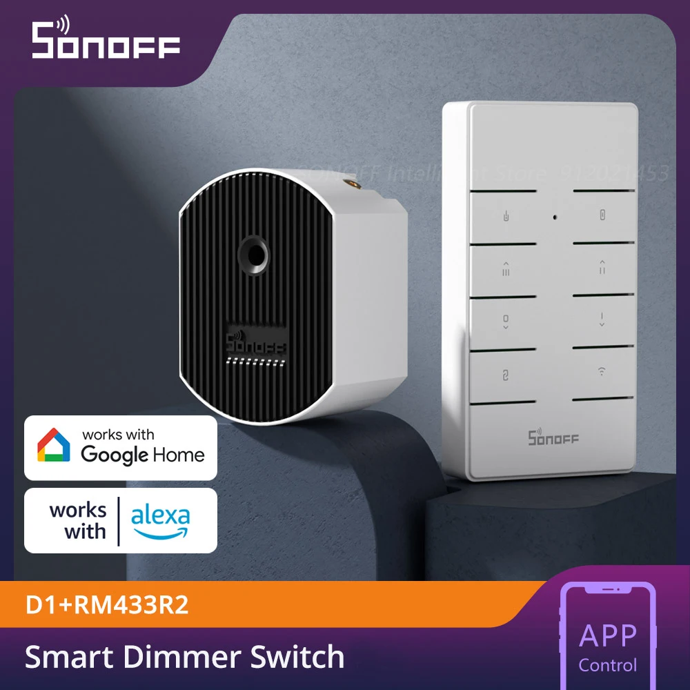 SONOFF D1 Dimmer Smart Switch WiFi Smart Light Switch DIY Mini Module APP/Voice/433MHz Remote Control with RM433R2 Controller