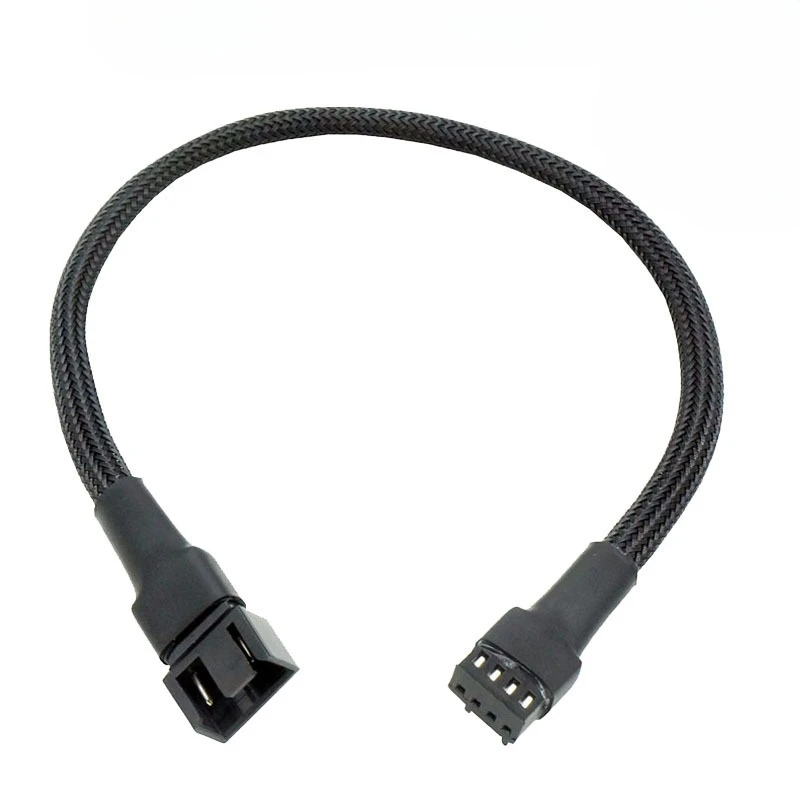 2 Pack 4‑Pin PWM CPU Fan Extension Cable, Sleeved 4PIN 1‑to‑1 Temperature Control Cord for Computer Case Cooling Fan