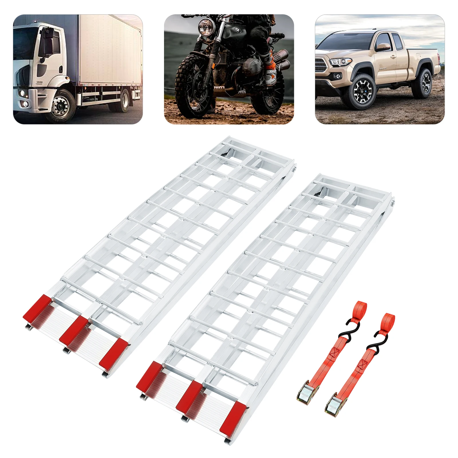 Aluminum foldable 2pcs Pickup Truck Motorcycle Trailer Ramps 89*11inch Loading Ramps Loading Ramps 3000 lb