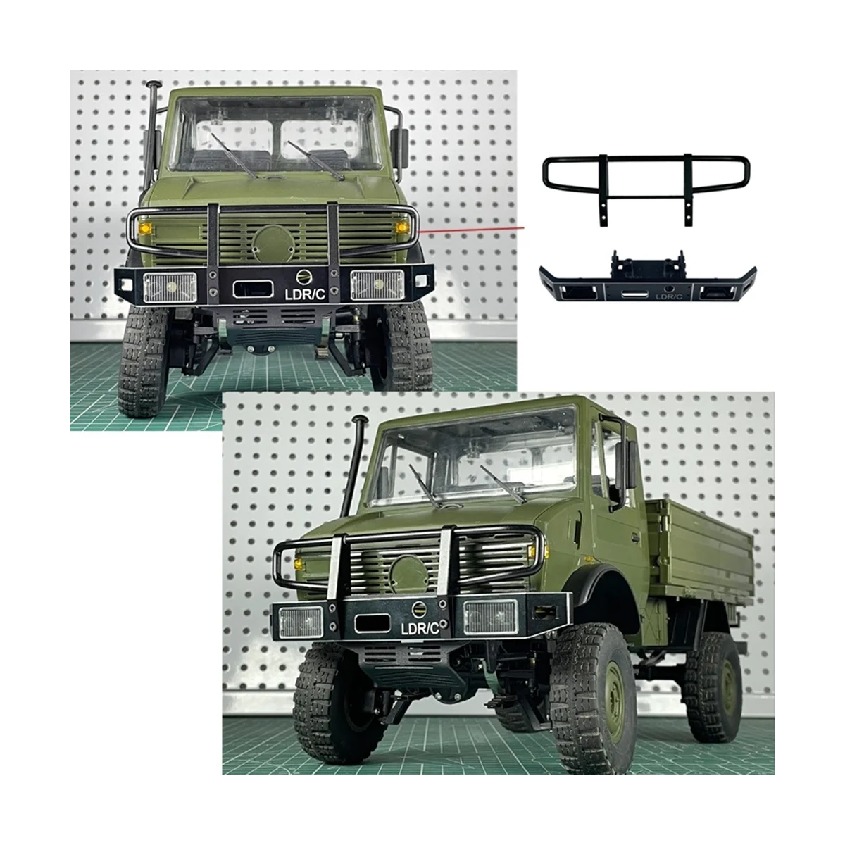 LD-P06 Metal Front Bumper for LDRC LD-P06 LD P06 Unimog 1/12 RC Truck Car Upgrades Parts Accessories,Silver