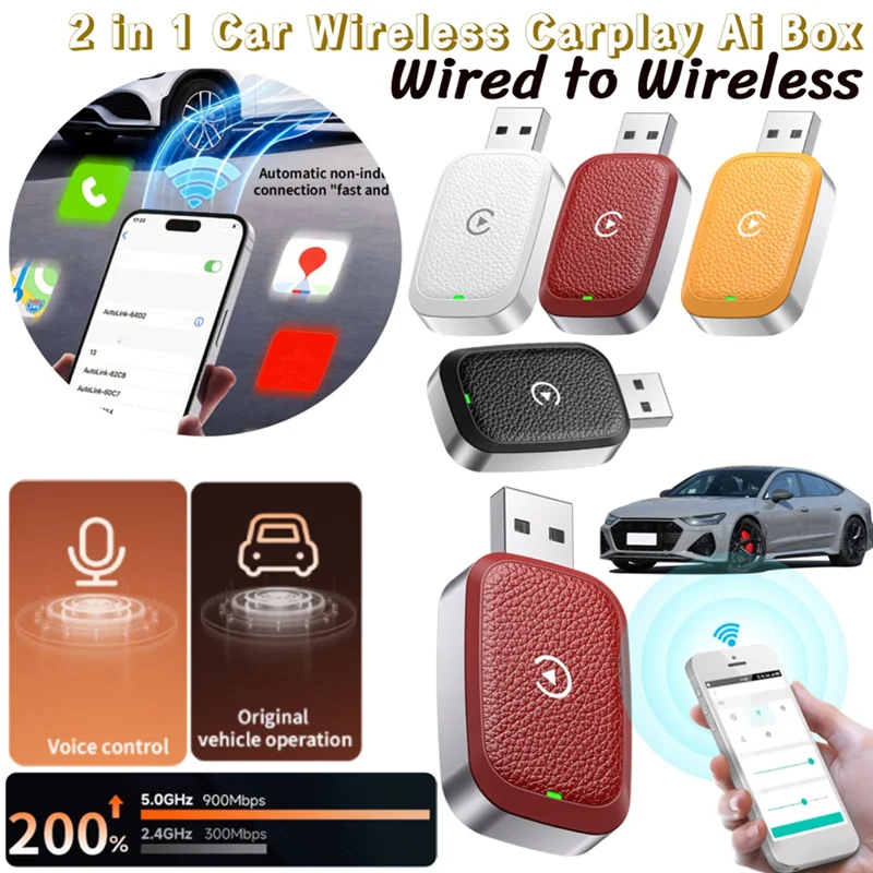 

AA60-Car Radio Wireless Carplay Wireless Carplay Adapter For Adapter Car Play Smart Dongle Wired To Wireless Red