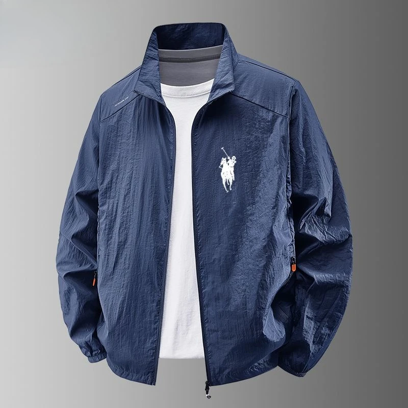 New Ice Silk Quick Drying Sunscreen Clothing Men Summer Thin Stand Collar Coat Breathable Outdoor Sun-protective Clothing Men's