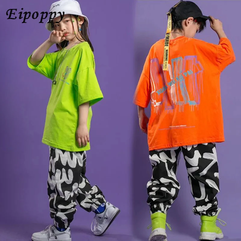 Outfits Loose Tshirt Jogger Pants Clothing Street Dancing Dress Suit Kids Modern Stage Wear