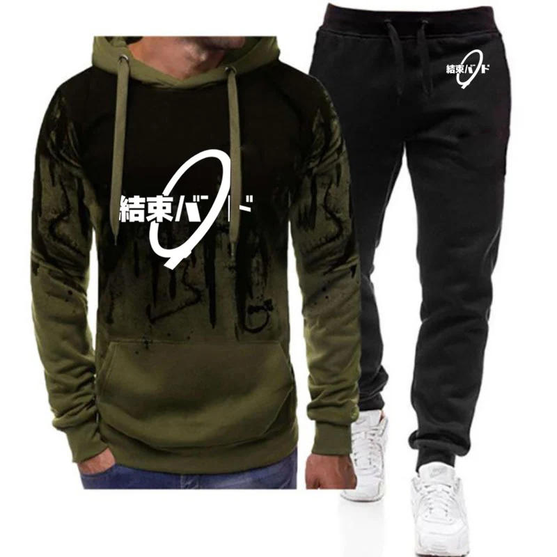 

BOCCHI THE ROCK Hitori Gotoh Ljichi Nijika 2025 Fashion Tracksuit Men's New Gradient Suit Sportswear Hoodie+Sportspant Set