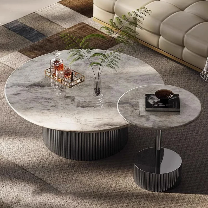 Home Marble Stone Coffee Table Italian Apartamento Nordic Industria Side Table Luxury Set Stolik Kawowy Living Room Accessories