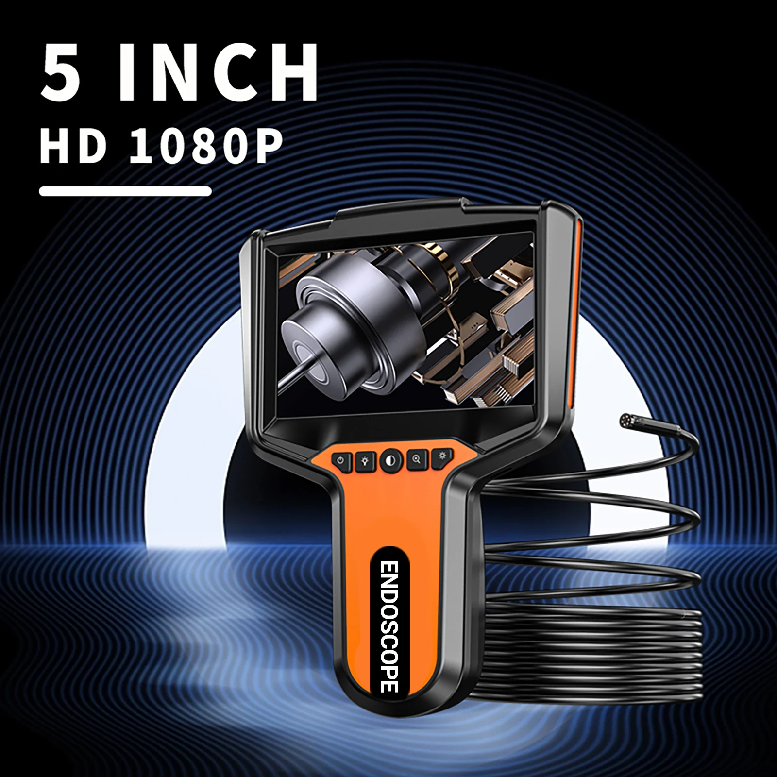 

Industrial Endoscope Camera 5 Inch IPS Screen HD 1080P 5.5MM Pipe Sewer Inspection Borescope IP67 Waterproof 8 LED For Car