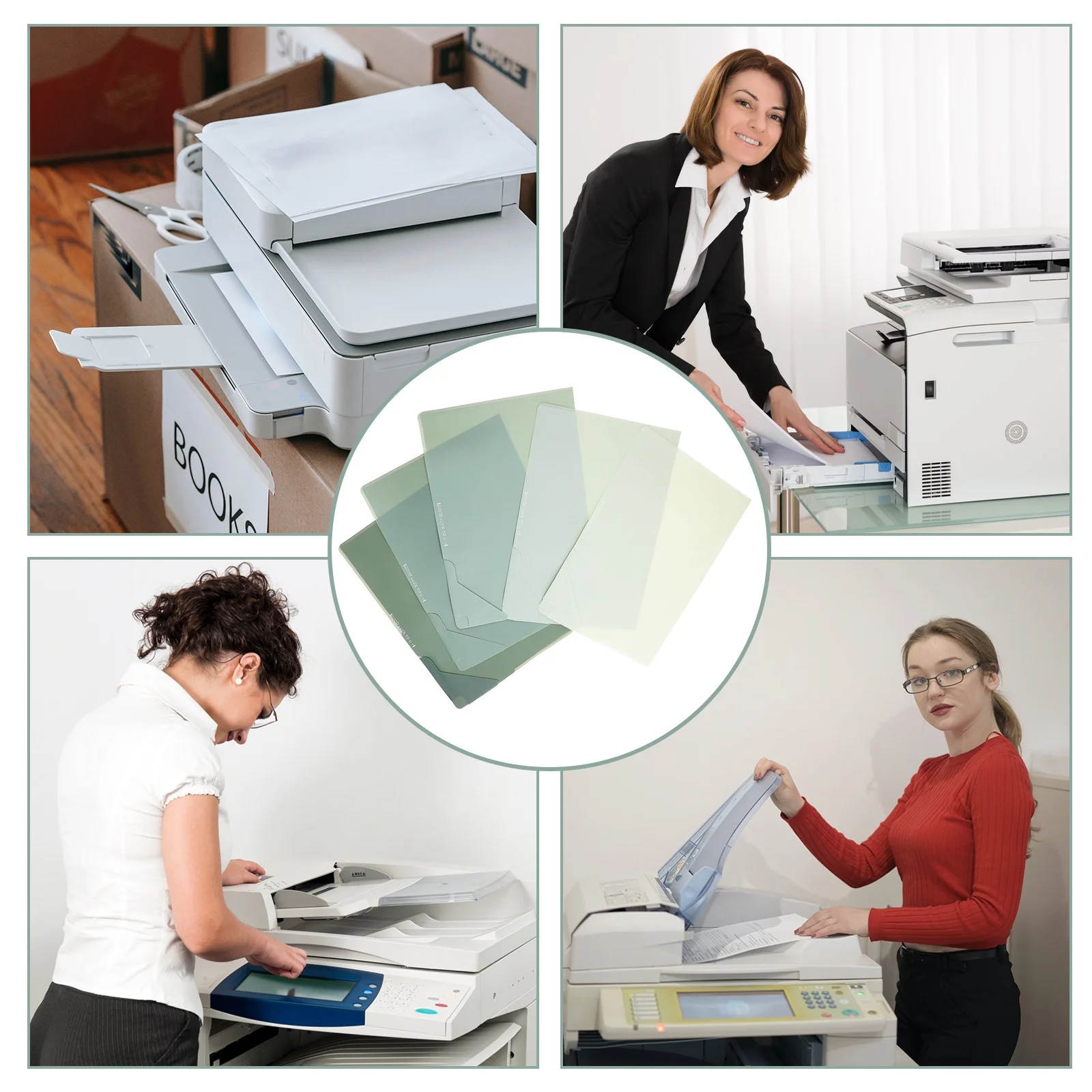 5Pcs Gradient L-Shaped Office File Folder Organizer Document Holders Paper Filing Folders Pocket File Organizer