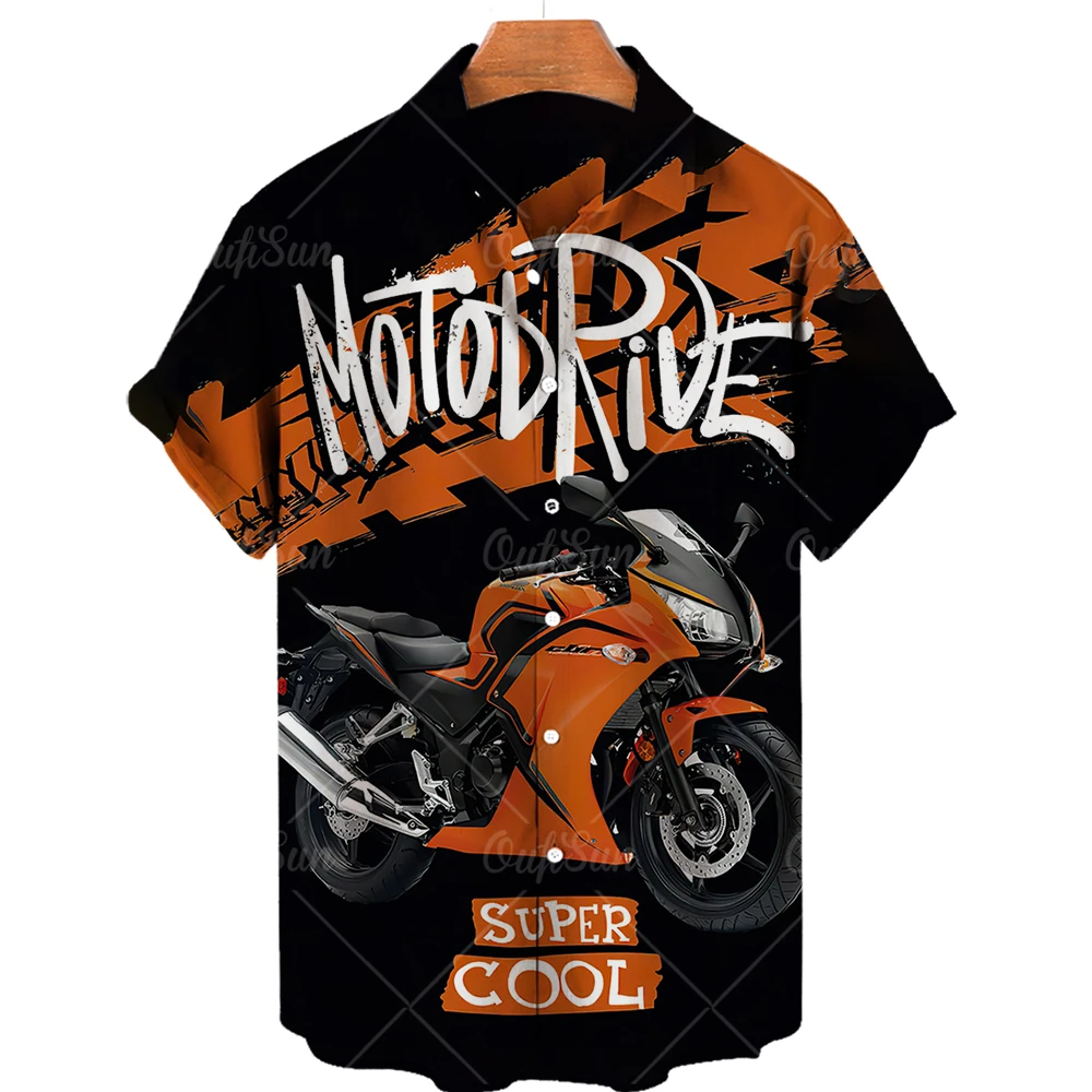 Camisa hawaiana de manga corta para hombre, Camisa de motociclista de gran tamaño, estilo Hip Hop, 3D, estampado de moda, con solapa para la playa