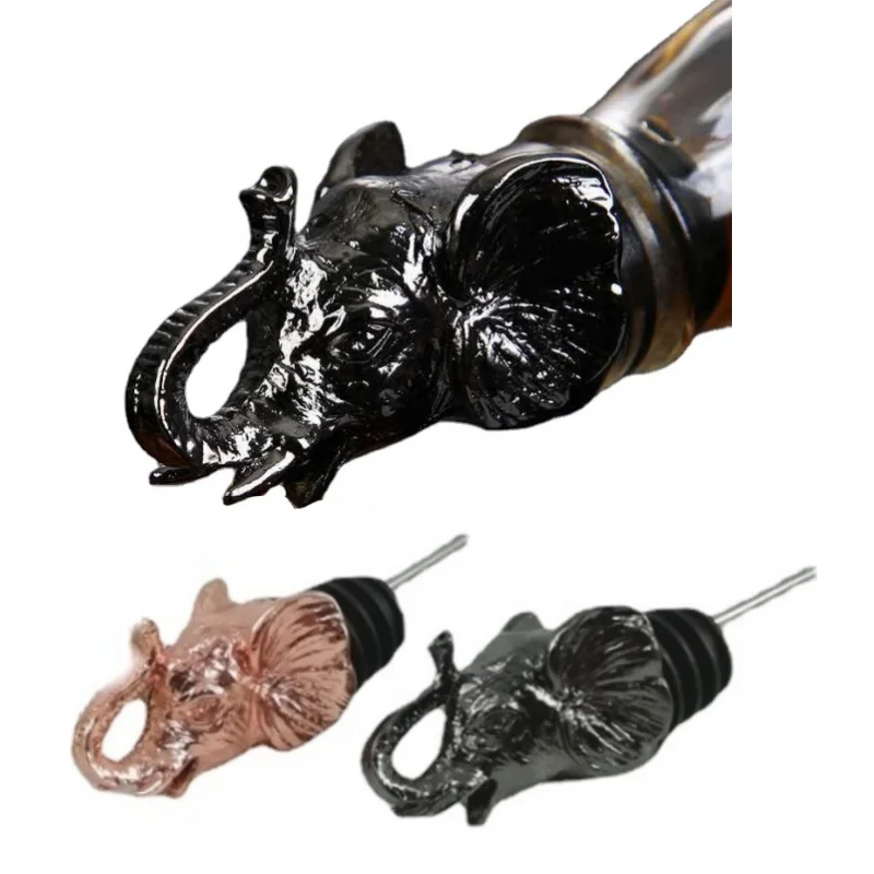 High Quality Art Creative Pour Spouts Sacred Exquisite Elephant Head Whisky Vodka Wine Mouth Home Bar Crafts Ornaments