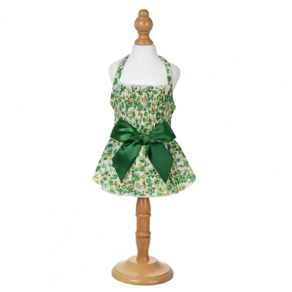 Pet Halter Dress  Fine Workmanship   Dog Princess Dress Flower Print Pet Dog Bowknot Princess Dress