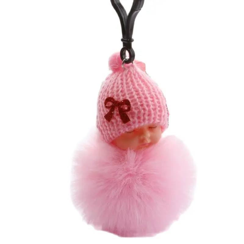 Personalized Gift Best Wish Sleeping Baby Plush Doll Fur Ball Key Chain Pendant Baby Shower Birthday Wedding Party Favors Gifts