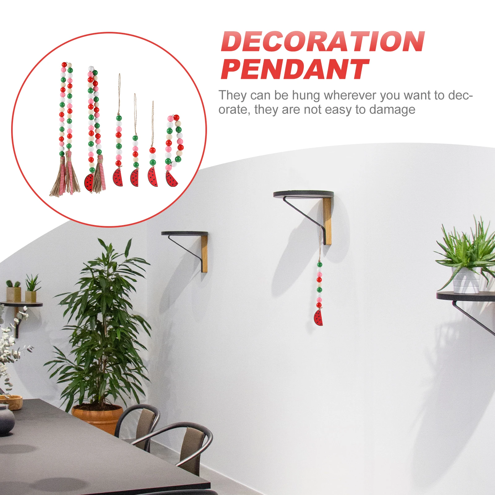 

6Pcs Wooden Beads Tassel Hanging Ornaments Rustic Style Home Decoration Festival Wall Door Decor Beads Pendants