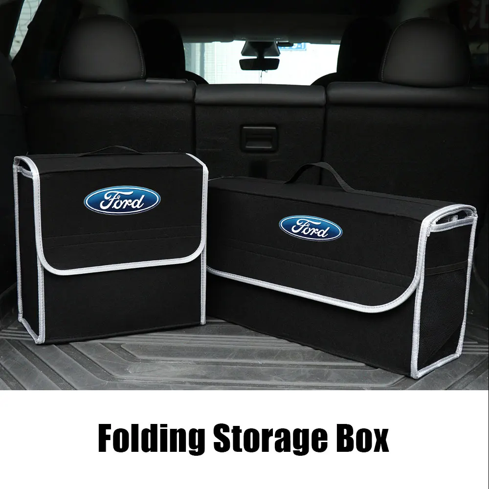 Car BadgeTrunk Storage Bag Felt Organizer Box Collapsible Auto Clutter Sorting Tools For Ford Fiesta Mondeo  Explorer Escape MK2