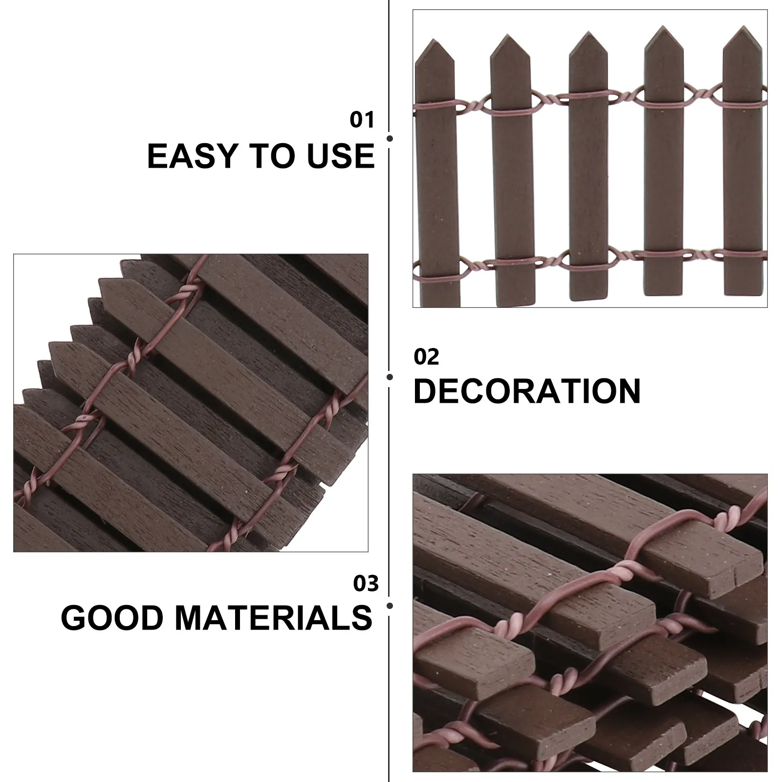 

Mini Wood Fence 100Cm X 5Cm Picket Fence Wood for Garden Courtyard Christmas Tree Fairy Garden Micro Plant Pot Decor