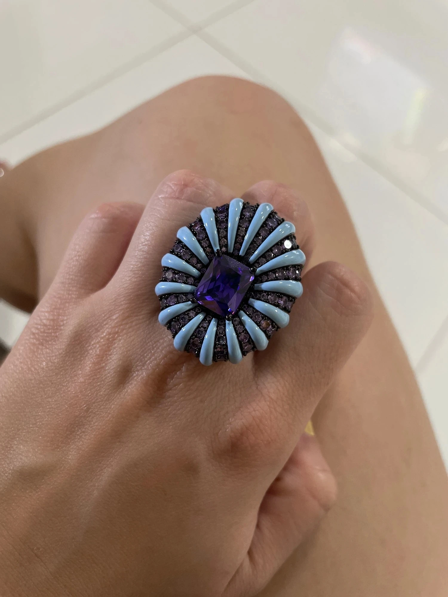 Missvikki Luxury Gorgeous Fingers Bold Big Flower Rings for Women Bridal Cubic Zircon Dubai Accessories Rings Beach Jewelry