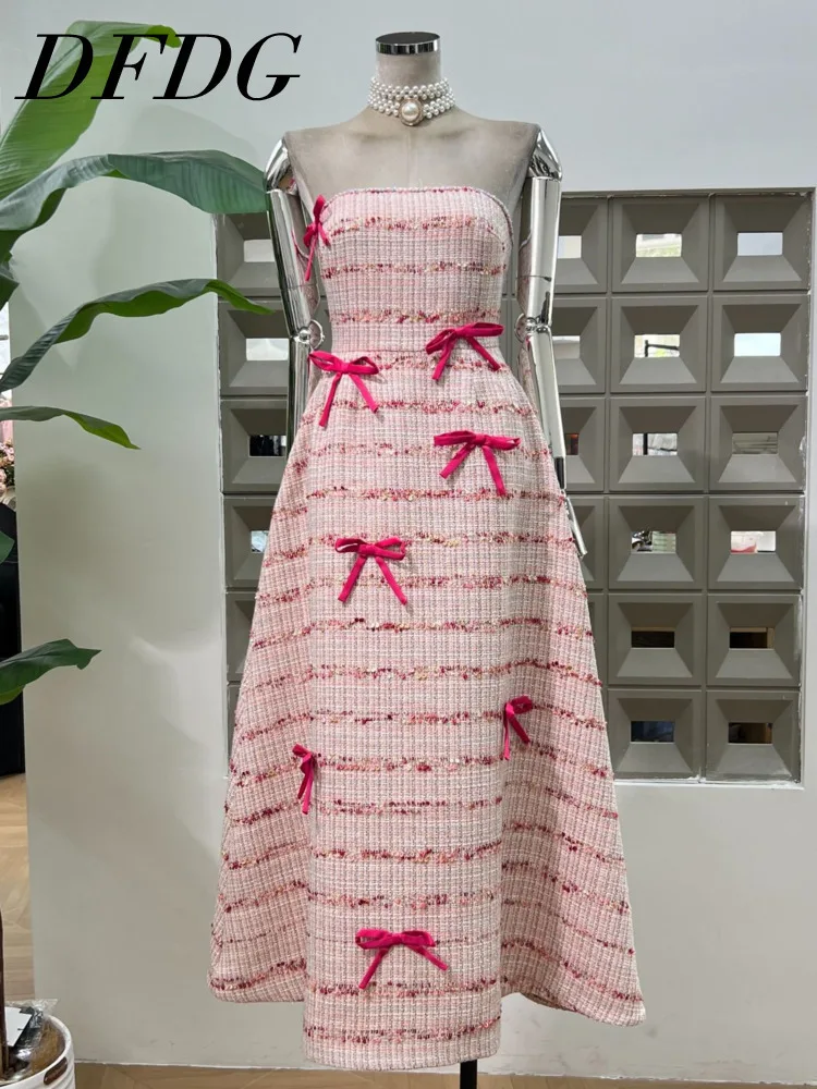 

DFDG женское тканое платье-бюстье с талией, весна-лето, пляжная вечеринка, коктейльное свадебное вечернее дизайнерское платье