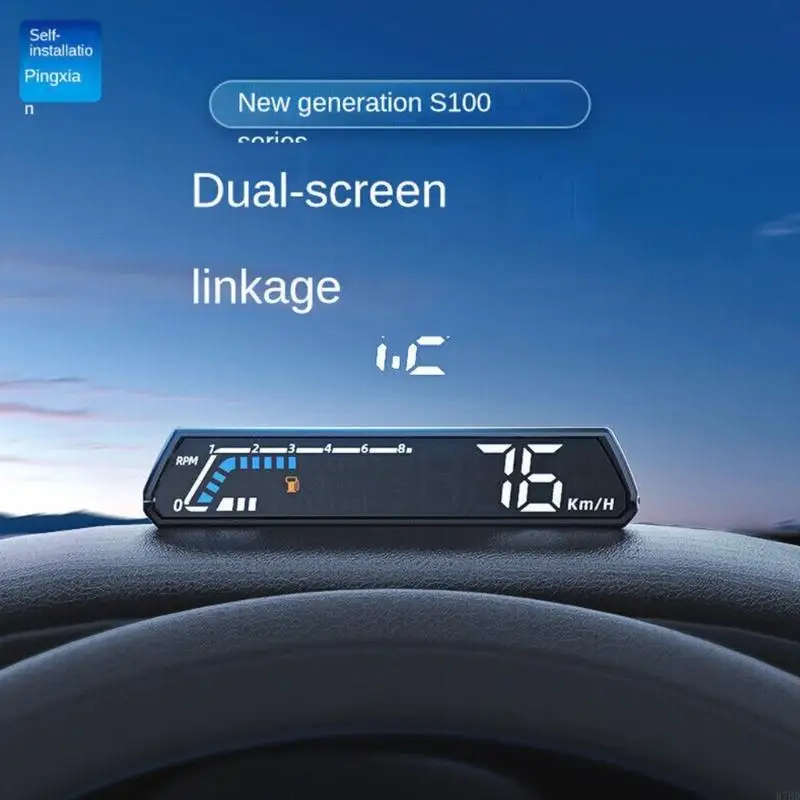 H7BD S100 HUD Head Up Display OBD Multi function Car Dashboard Monitor Compatible for Oil Transmission Temperature Monitoring