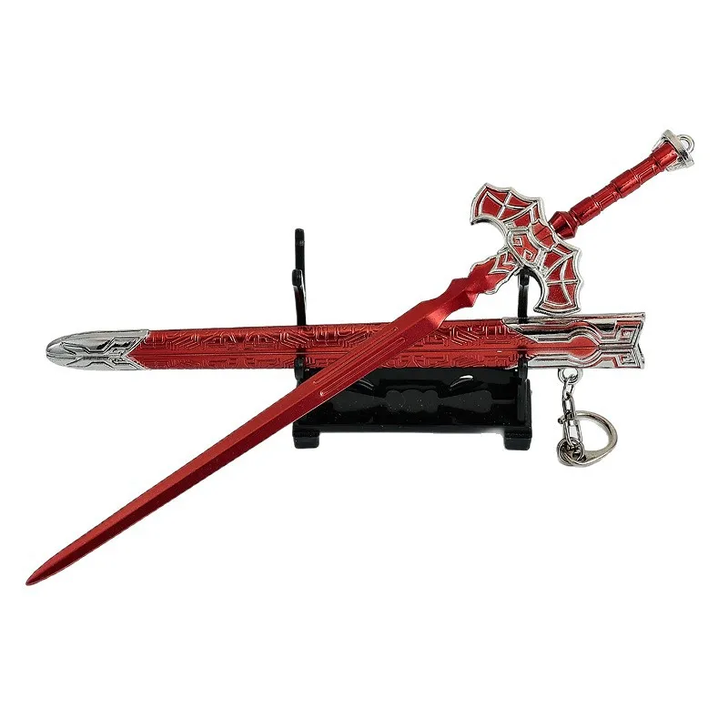 22 cm/8.66in De Legende van Qin Anime Perifere Wapen Model Bloed Kleren Hou Rood Zwaard met Schede Metalen ambachtelijke Ornament Display