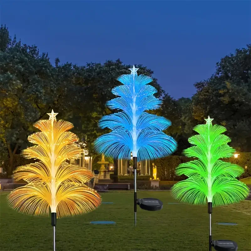 Solar Powered Jellyfish Lights 5-Layer 7 Colors Outdoor Garden Festival Decor for Patio Christmas Tree Light Moon Star Decor