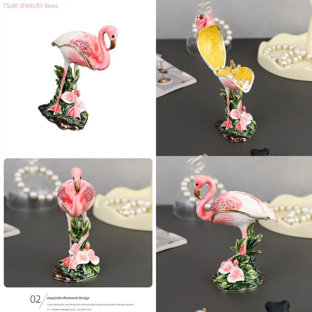 

62KE Flamingo Themed Jewelry Case With Lid And Padding For Bedroom Decoration