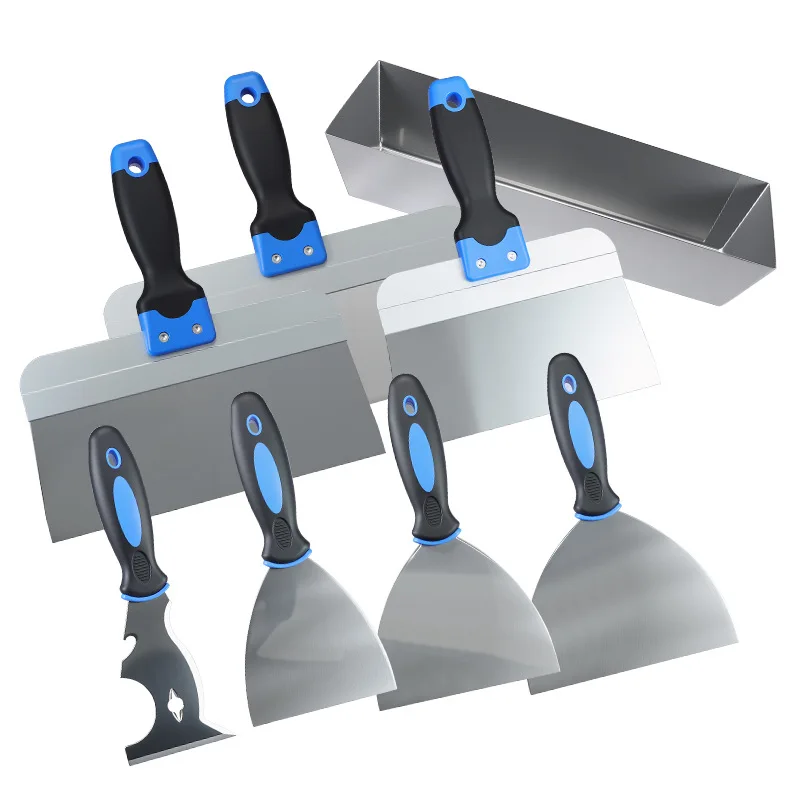 402 stainless steel gypsum board putty thickened large scraper, putty knife, cement groove boundary knife hand tool set