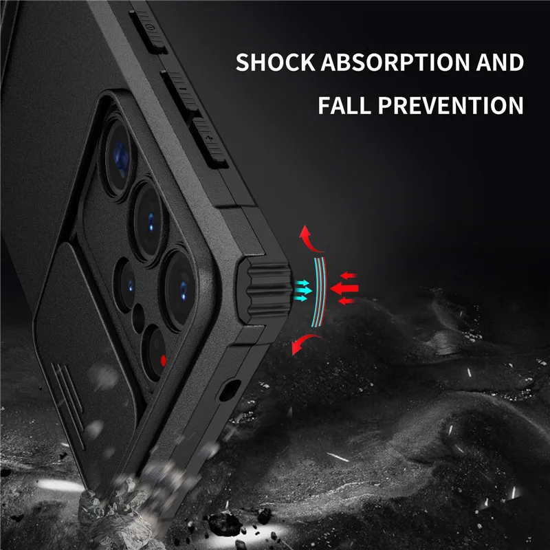 Funda blindada a prueba de golpes para Samsung Galaxy S20 FE S21 S22 S23 S24 Plus Note 20 S25 Edge S26 Ultra 5G, con protección de lente deslizante 2