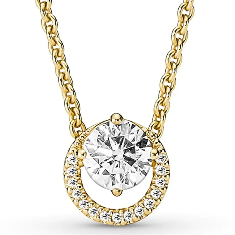 925 Sterling Silver Golden Shine Sparkling Earring Necklace Set